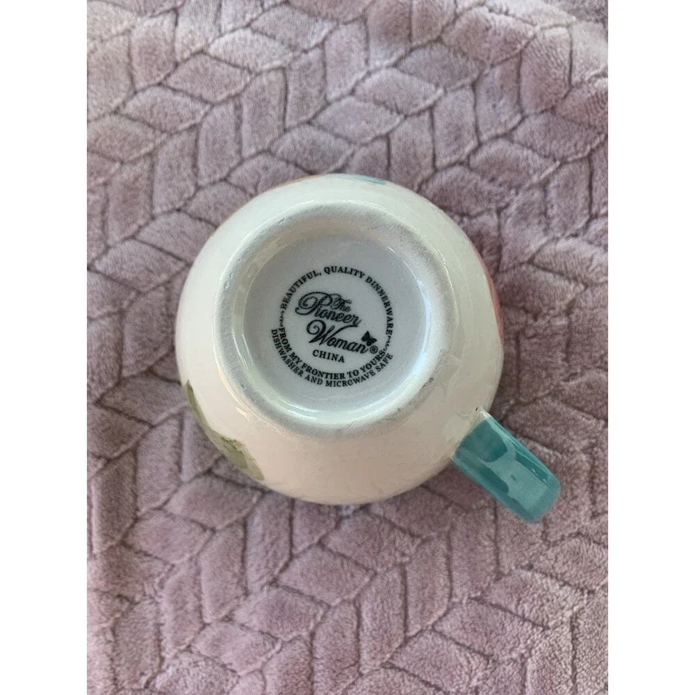 The Pioneer Woman Floral Vintage Bloom 16oz Ceramic Mug Teal Interior